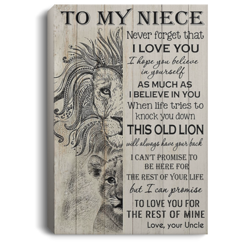 200813BB To My Niece From Uncle Gallery Wrapped Framed Canvas Wall Art Lion Awesome Birthday Christmas Ideas Great Gift Decoration 8x12 12x18 16x24