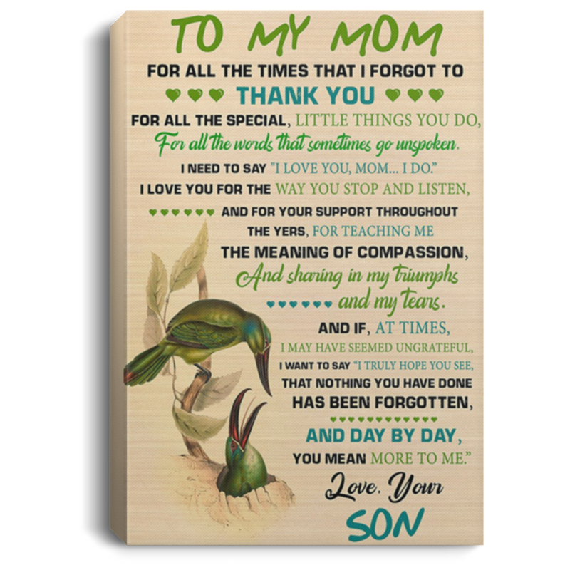 200813BB To My Mom For All The Times That I Forgot To Thank You Inspirational Canvas Wall Art Bird Poster Gift From Son