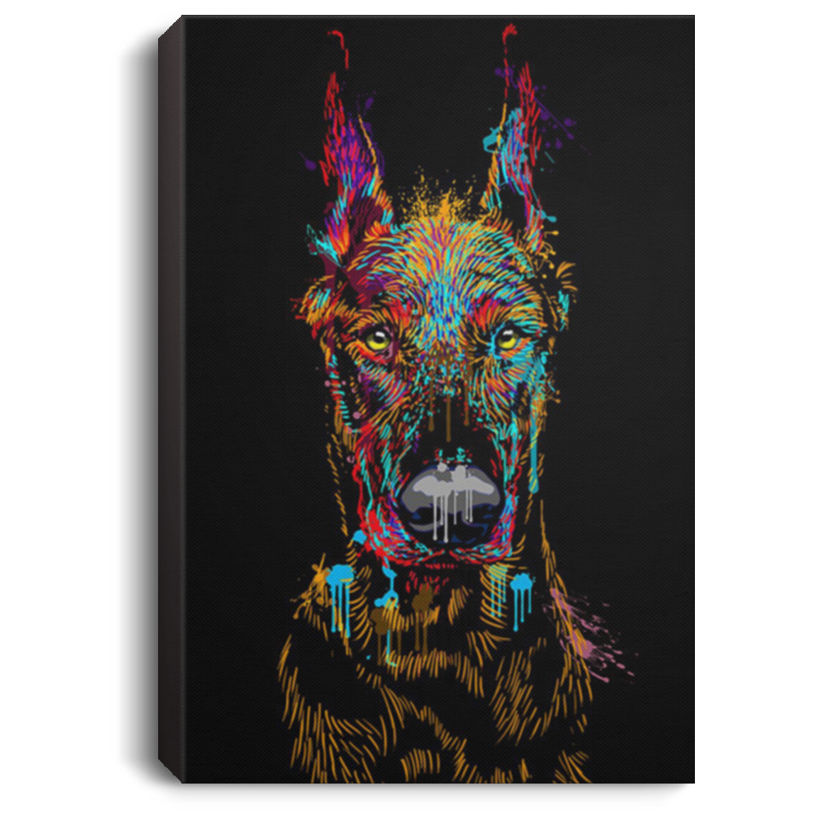200825G Face Doberman Dog Canvas Wall Art Wrapped Ready To Hang Funny Birthday Anniversary Christmas Gag Gift For Men Women 8x12 12x18 16x24
