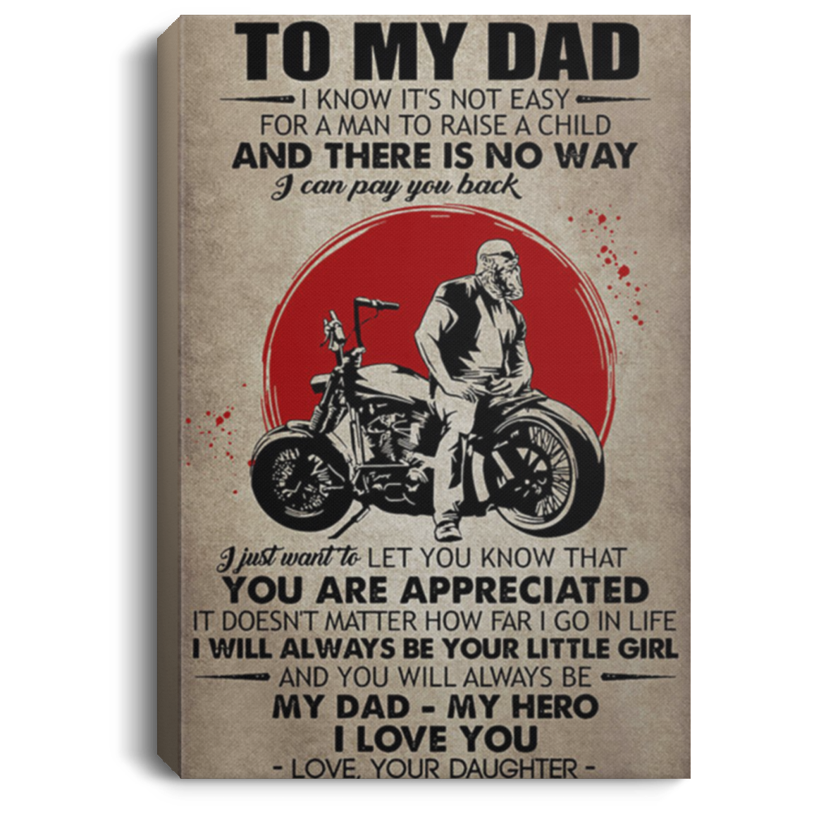 200813BB Motorcycle Vintage Poster Canvas To My Dad From Daughter Perfect Birthday Christmas Ideas Great Gift Decoration 8x12 12x18 16x24