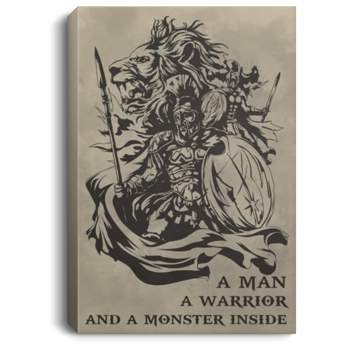 AAA200704 Spartans Art Posters Inspirational Canvas Wall Art A Man A Warrior And A Monster Inside 8x12 12x18 16x24