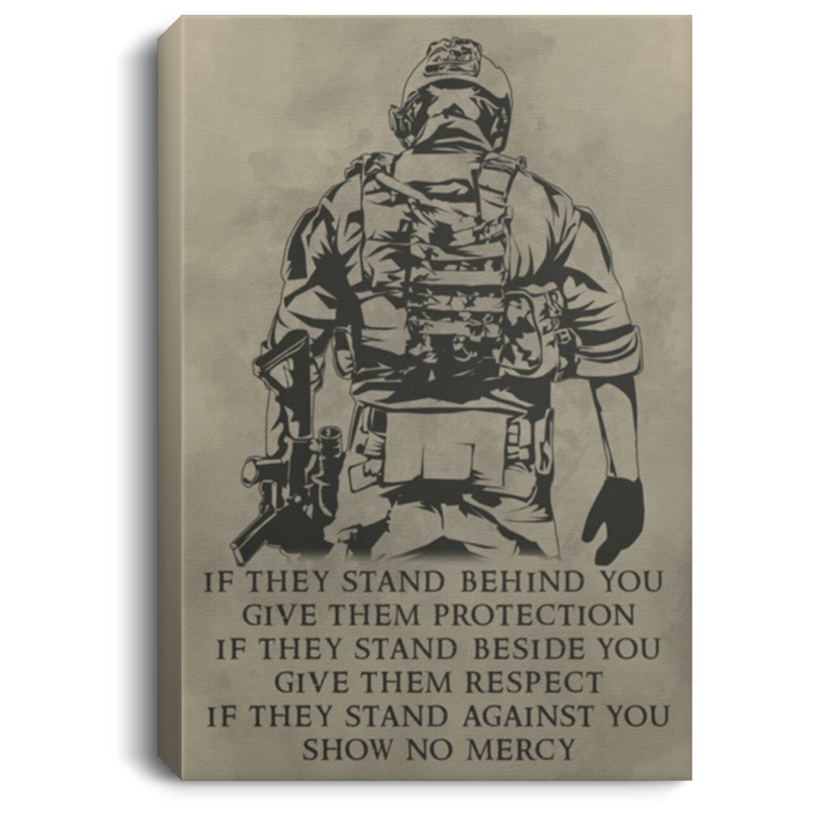 AAA200704 Soldier Inspirational Canvas Wall Art For Bedroom Living Room If They Stand Behind You Give Them Protection 8x12 12x18 16x24