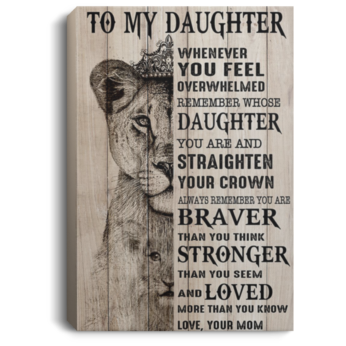 200813BB Whenever You Feel Overwhelmed Remember Whose Daughter You Are Lion Family Canvas Wall Decor Bedroom Living Room 8x12 12x18 16x24