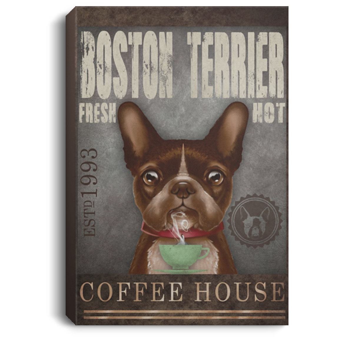 200825G Boston Terrier Canvas Art Wall Decor For Living Room Bedroom Awesome Birthday Christmas Ideas Great Gift Decoration 8x12 12x18 16x24