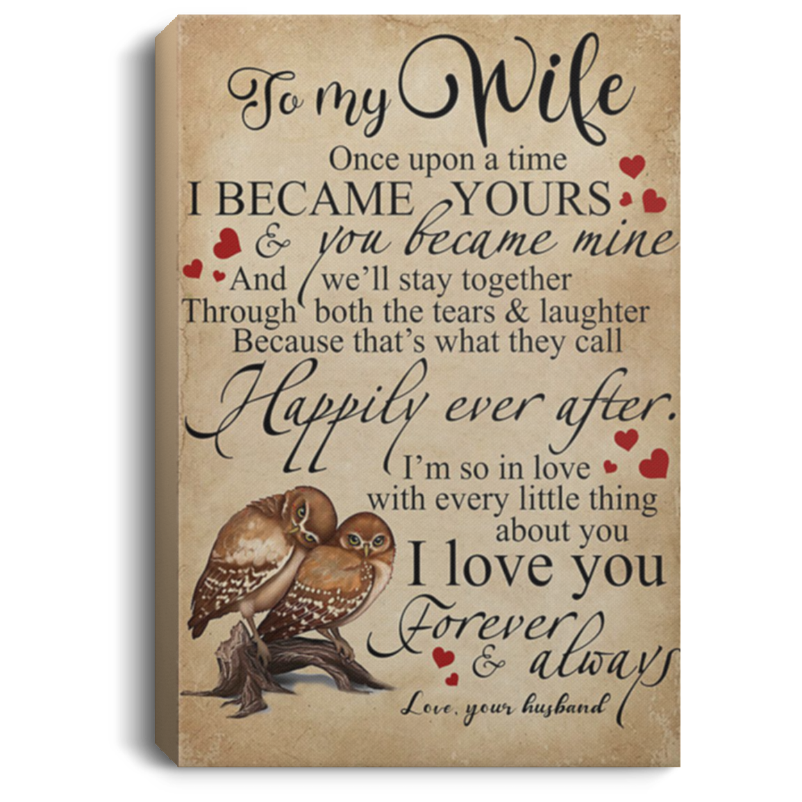 200813BB Wife Gift From Husband On Birthday Christmas Valentine's Day - I'm So In Love With Every Little Thing About You Owl Gallery Wrapped Framed Canvas