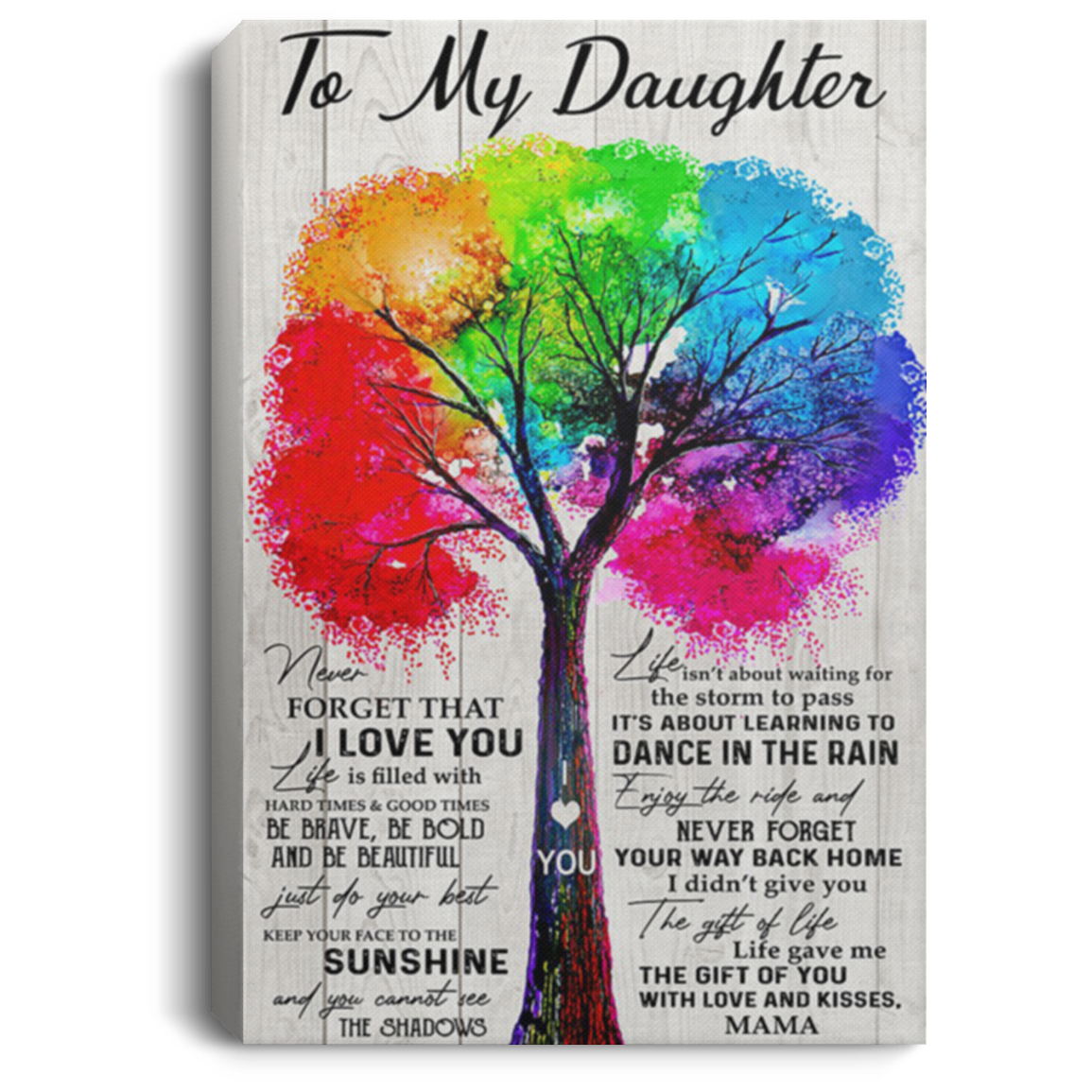 200813BB To My Daughter From Mama Family Tree Canvas Wall Art Awesome Birthday Christmas Ideas Great Gift Decoration 8x12 12x18 16x24
