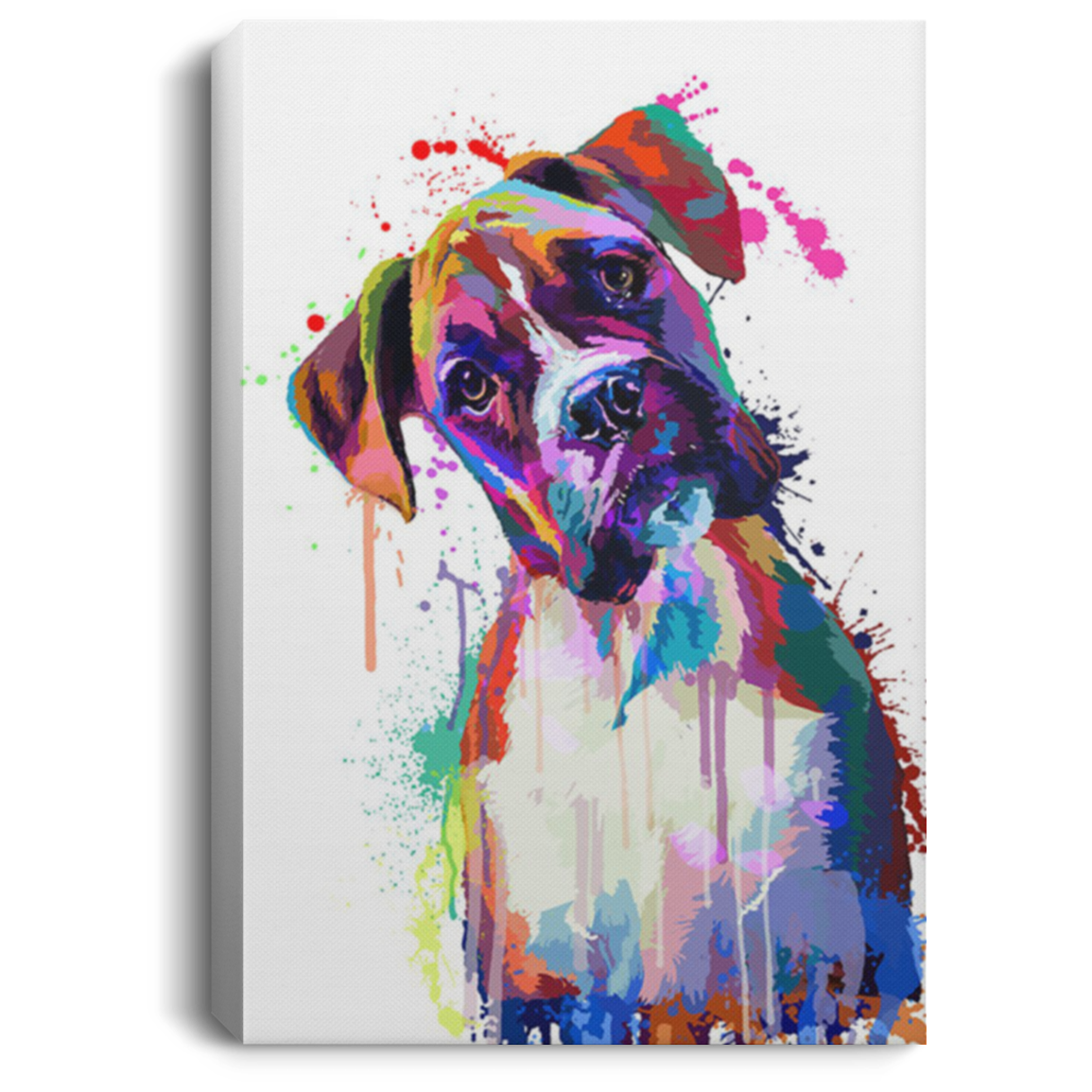 200822H Canvas Art Wall Decor For Bedroom Living Room Office Boxer Dog Print Picture White Background Wrapped Ready To Hang 8x12 12x18 16x24