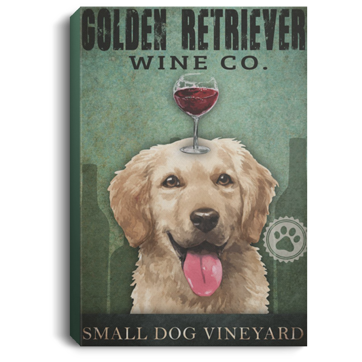 200825G Golden Retriever Wine Co Dog Canvas Wall Art For Living Room Bedroom Office Wrapped Ready To Hang 8x12 12x18 16x24