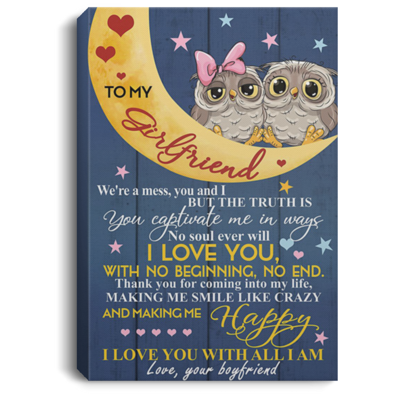 200813BB To My Girlfriend Owl Canvas Poster Wall Art - Thank You For Coming Into My Life Poster Gift From Boyfriend