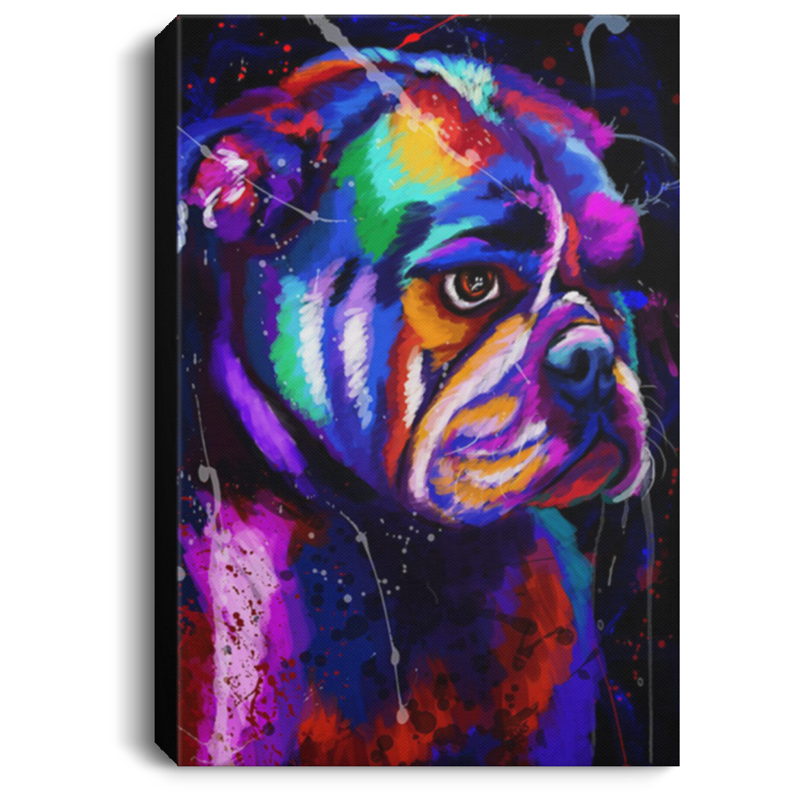200822H Bulldog Water Colorful Vintage Poster Canvas Personalized Gift For Men Women Wrapped Ready To Hang 8x12 12x18 16x24