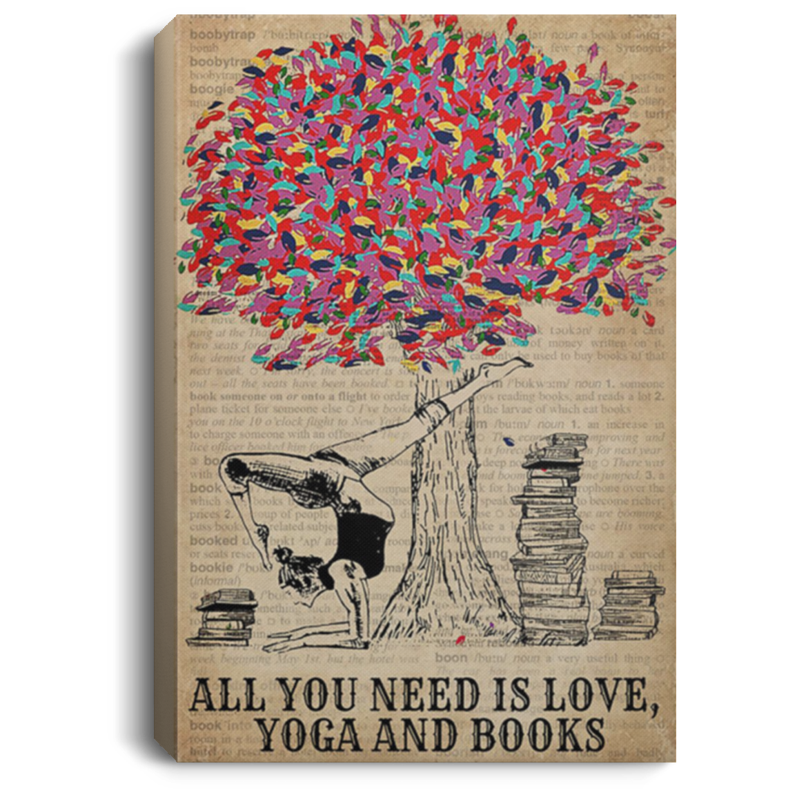 200818EE All I Need Is Love Yoga And Books Wall Art Canvas For Living Room Bedroom Awesome Birthday Christmas Ideas Great Gift Decoration 8x12 12x18 16x24