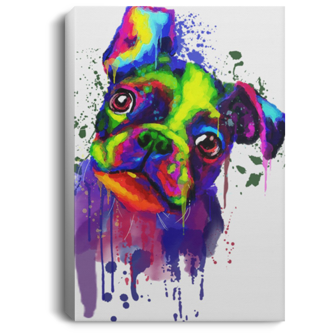 200825G Wall Art Canvas For Living Room Boston Terrier Dog Water Color Awesome Birthday Ideas Great Gift Decoration 8x12 12x18 16x24