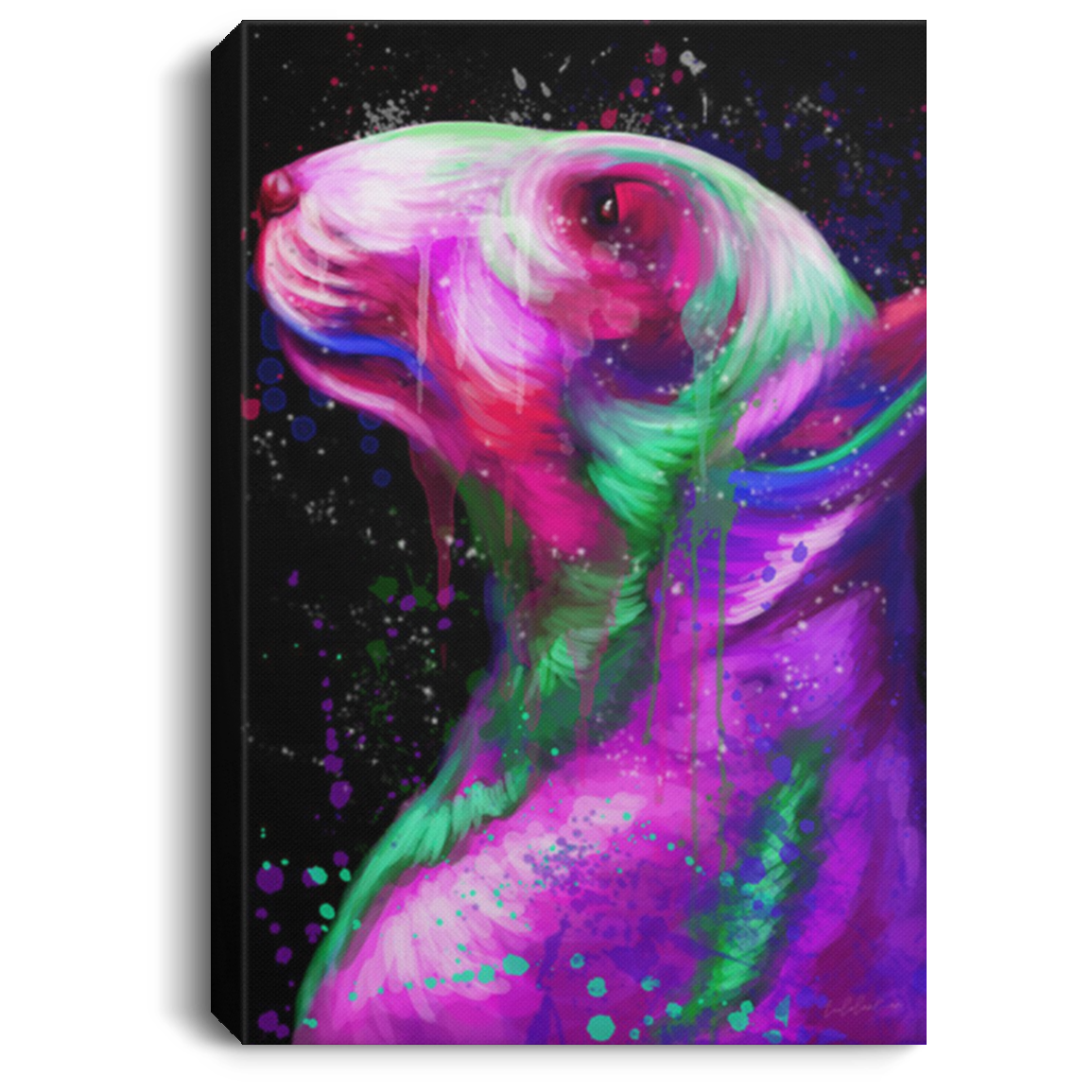 200822H Bull Terrier Water Colorful Wall Art Canvas Home Best Gift For Men Women On Birthday Christmas Wrapped Ready To Hang 8x12 12x18 16x24