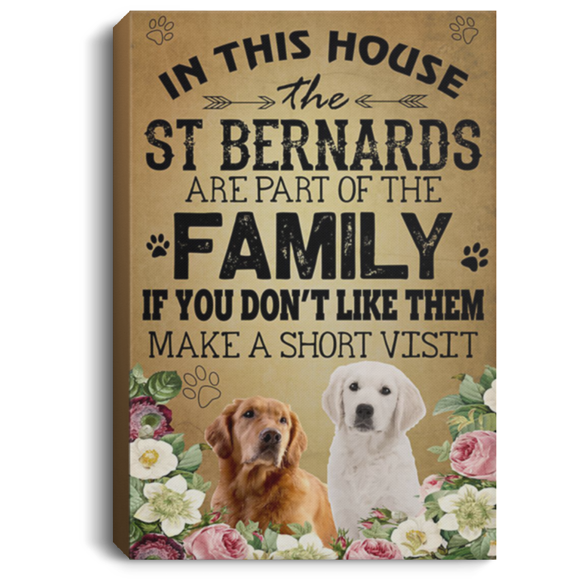 200825G In This House Golden Retriever Dog Canvas Wall Art Large Wrapped Ready To Hang Amazing Birthday Christmas Gag Gift For Men Women 8x12 12x18 16x24