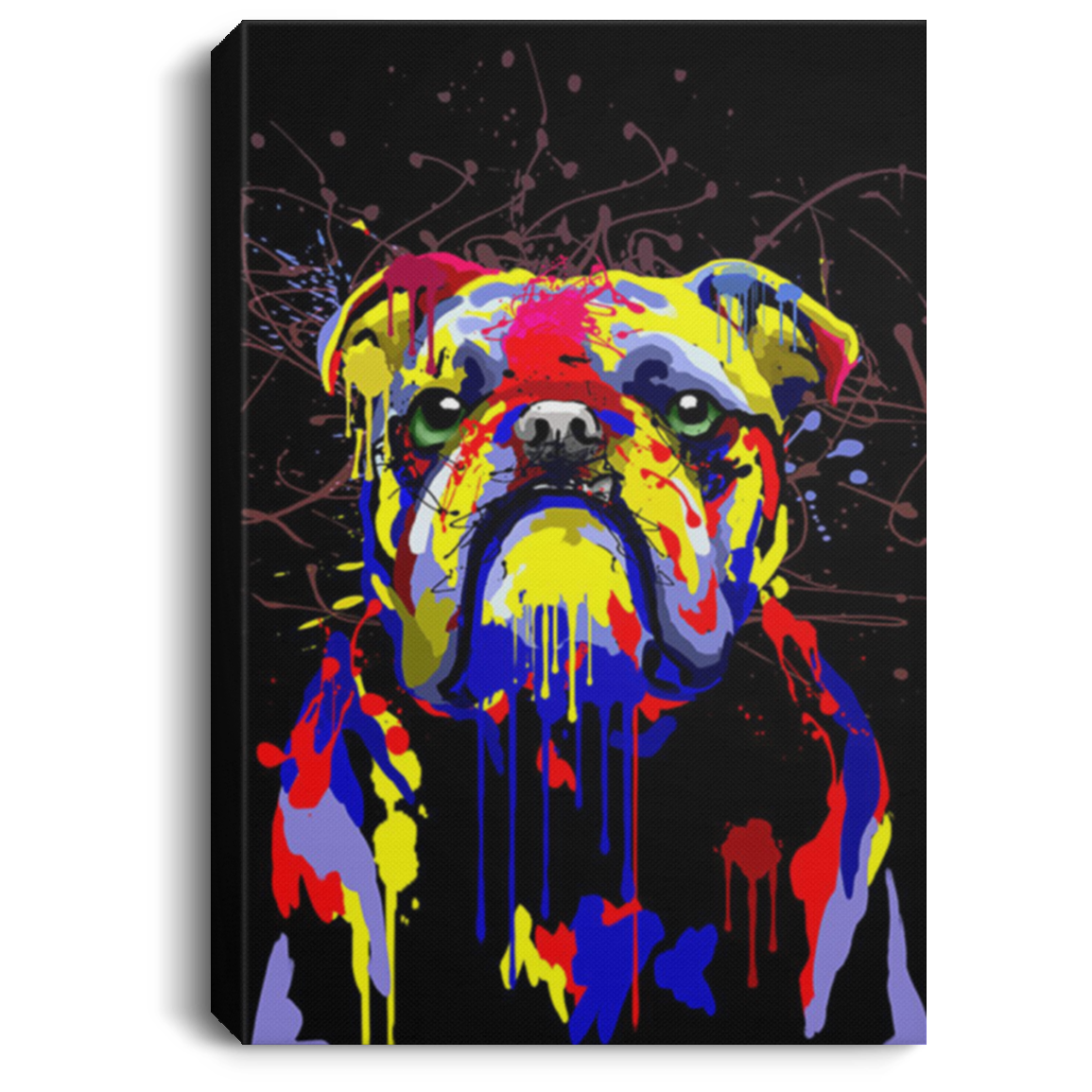 200822H Bulldog Water Colorful Canvas Poster Print Picture Funny Gift For Men Women Wrapped Ready To Hang 8x12 12x18 16x24