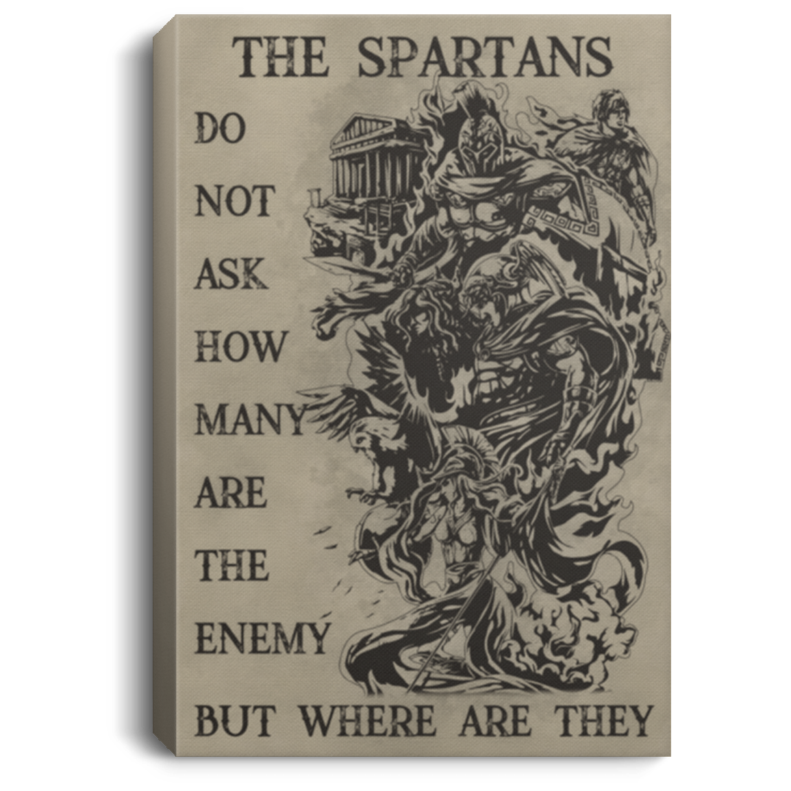 AAA200704 Vintage Canvas Poster Wall Art The Spartans Do Not Ask How Many Are The Enemy But Where Are They 8x12 12x18 16x24