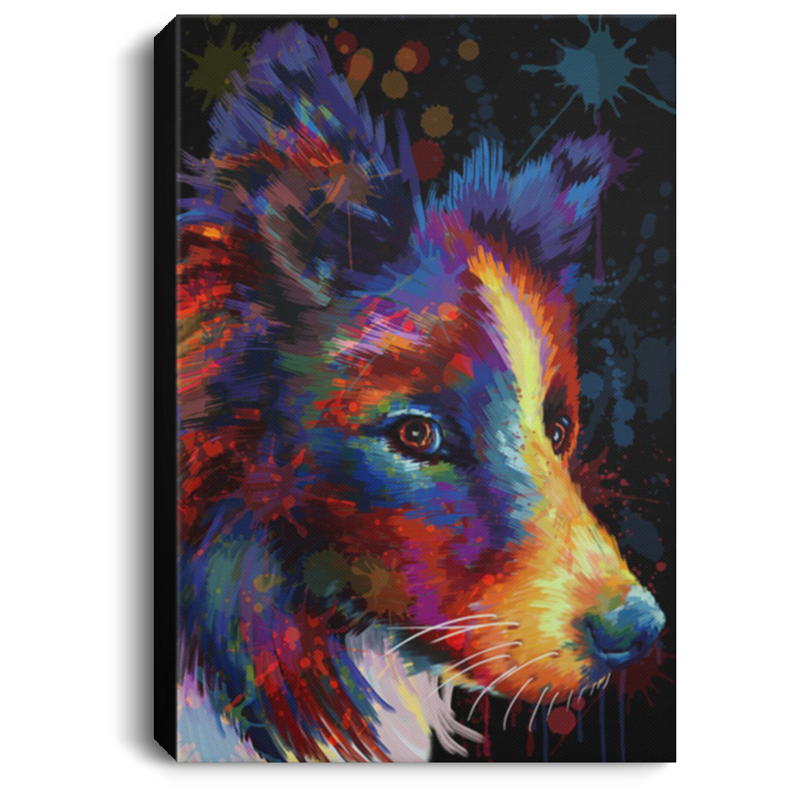 200825G Border Collie Face Water Color Canvas Wall Art Print Picture Awesome Birthday Christmas Ideas Great Gift Decoration 8x12 12x18 16x24