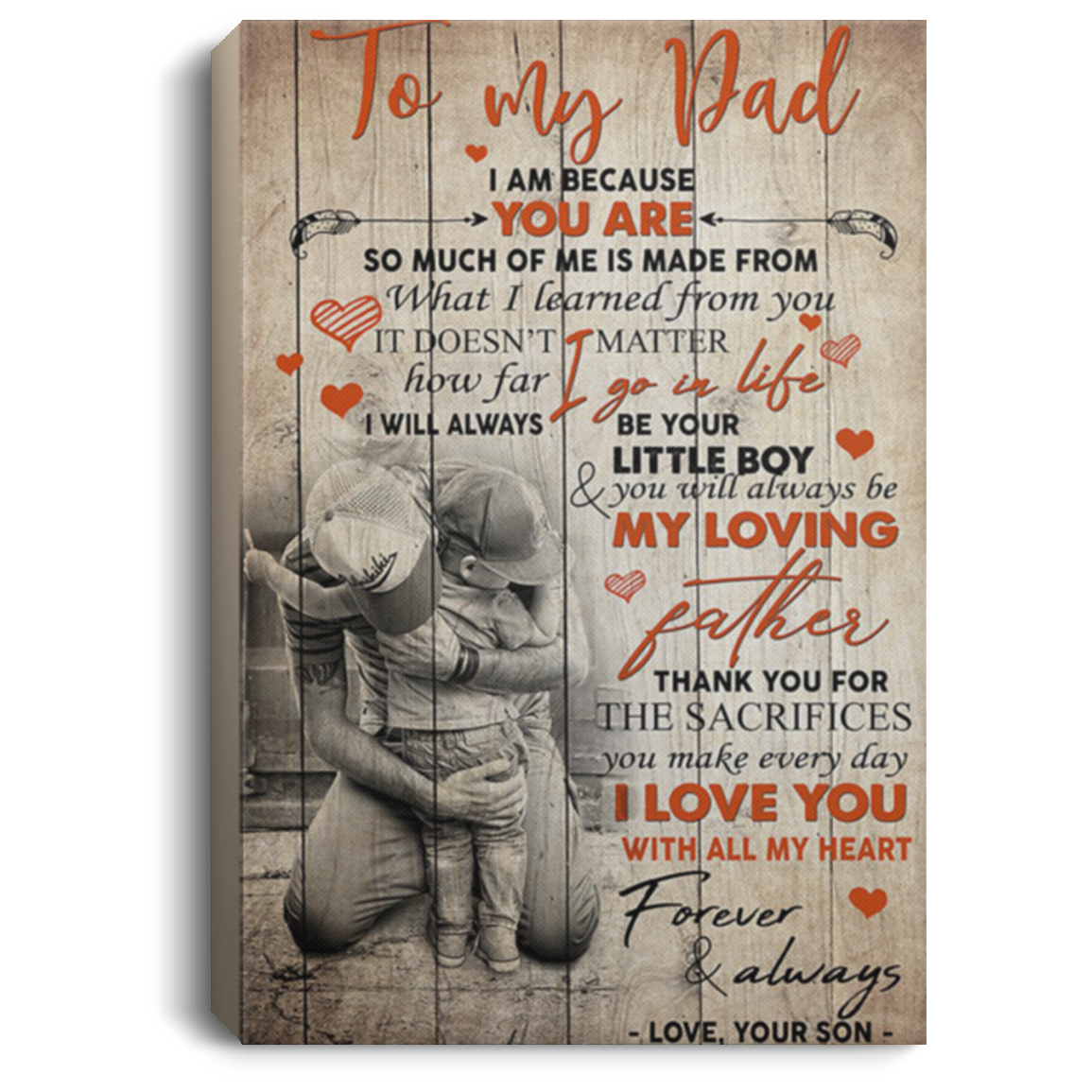 200813BB Family Inspirational Wall Art Canvas To My Dad From Son Awesome Birthday Anniversary Christmas Ideas Great Gift Decoration 8x12 12x18 16x24