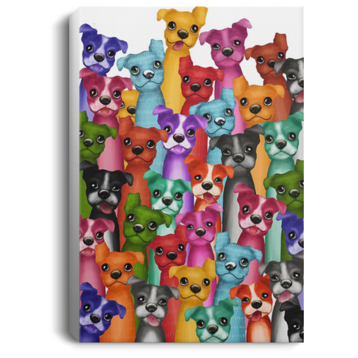 200825G Canvas Wall Art For Living Room Bedroom Multi Boston Terrier Colorful Funny Birthday Christmas Anniversary Ideas Great Gift Decoration 8x12 12x18 16x24