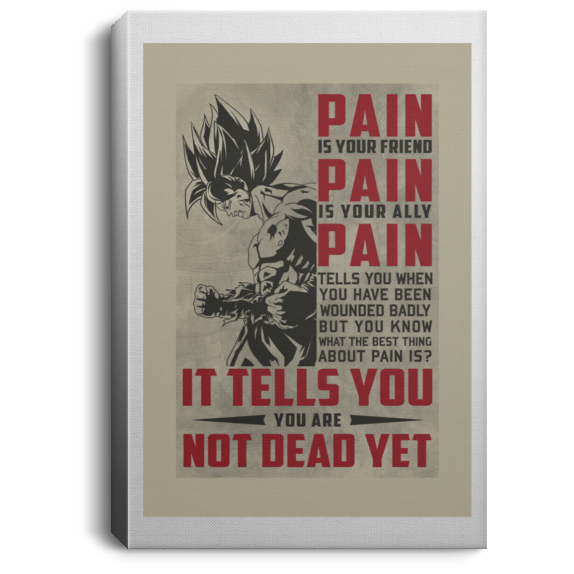AAA200704 Goku Canvas Poster Wall Art Pain Tells You-  You Are Not Dead Yet For Office Bedroom Living Room 8x12 12x18 16x24