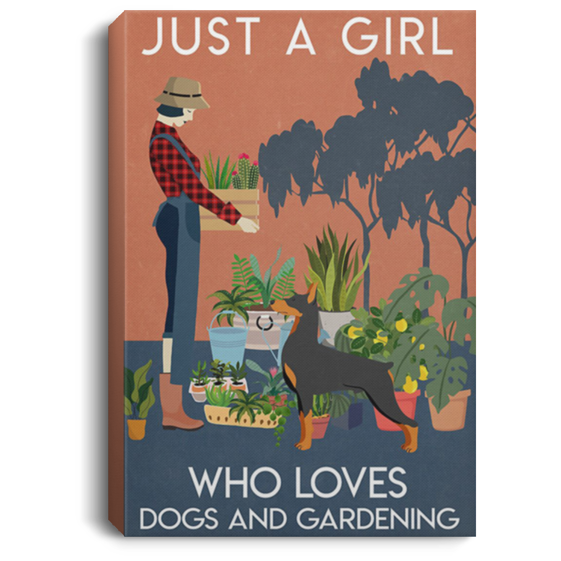 200825G Just A Girl Who Loves Doberman Dog Canvas Print Poster Wrapped Ready To Hang Amazing Birthday Anniversary Christmas Gag Gift For Men Women