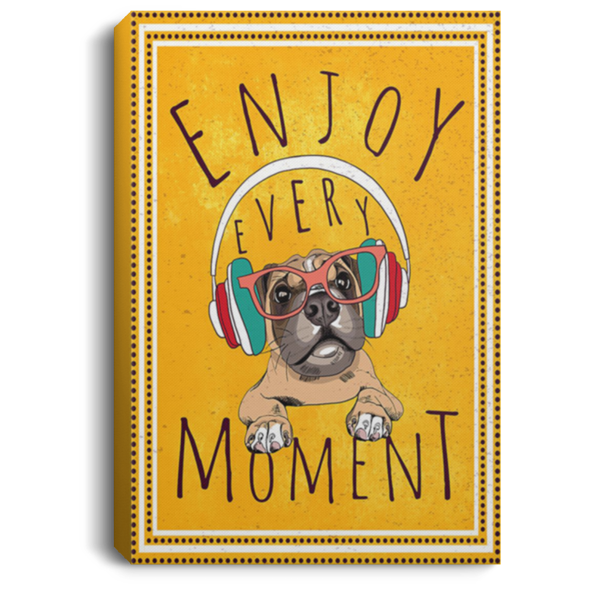 200822H Enjoy Every Moment Boxer Dog Wall Art Canvas For Living Room Bedroom Office Wrapped Ready To Hang 8x12 12x18 16x24
