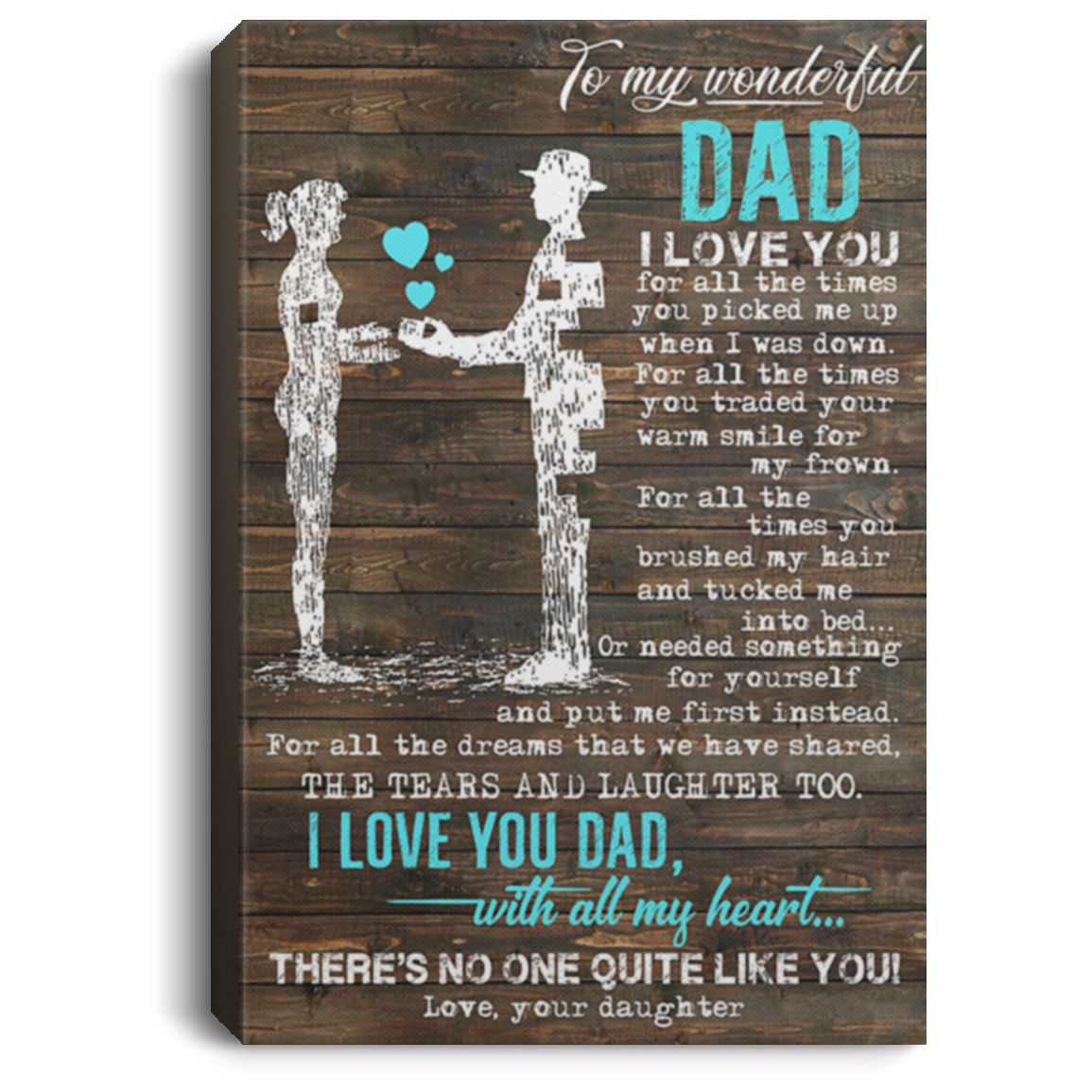 200813BB Vintage Poster Canvas Wall Art To My Wonderful Dad From Daughter Perfect Birthday Christmas Ideas Great Gift Decoration 8x12 12x18 16x24