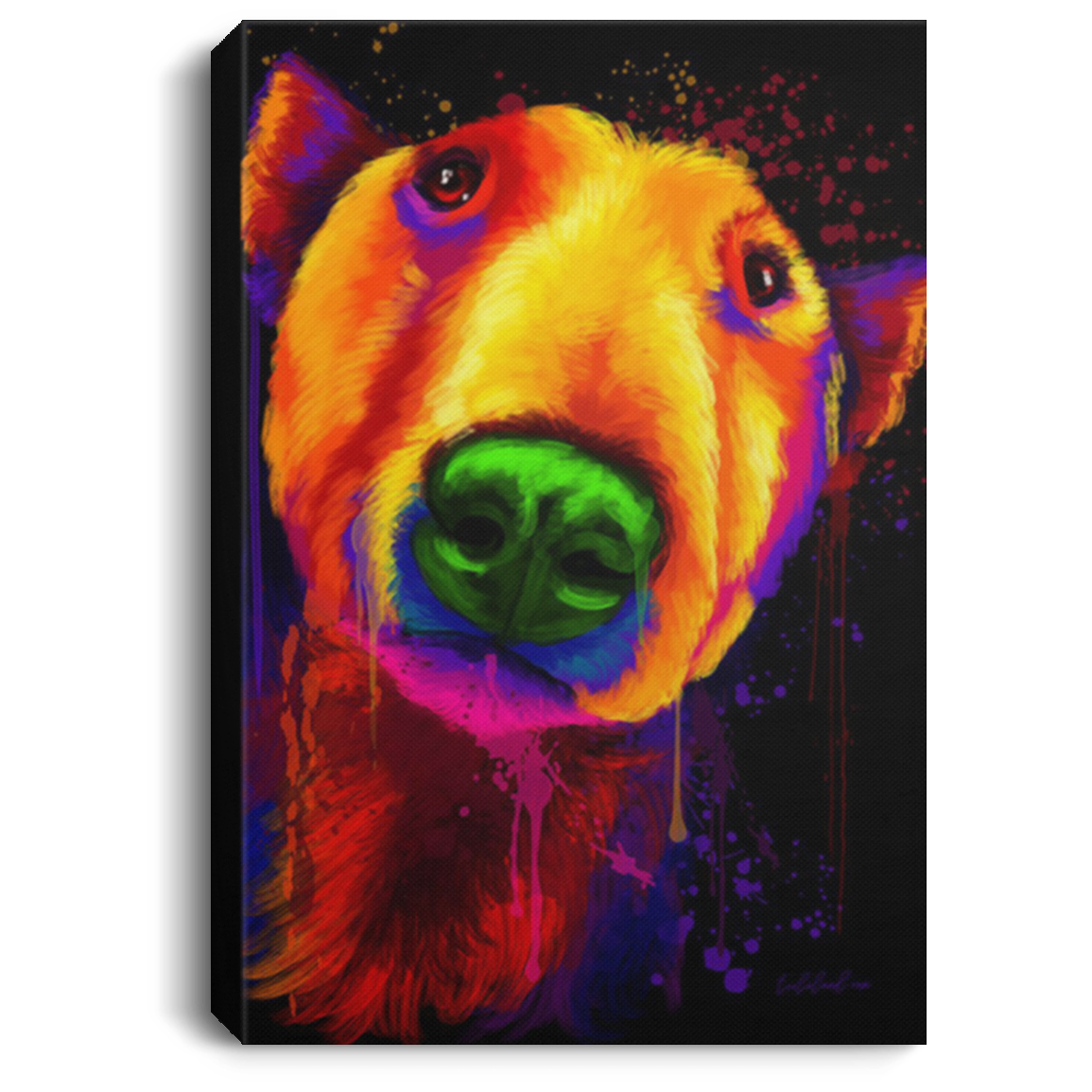 200822H Bull Terrier Water Color Wall Art Canvas Vertical Dog Poster Gift For Men Women Wrapped Ready To Hang 8x12 12x18 16x24