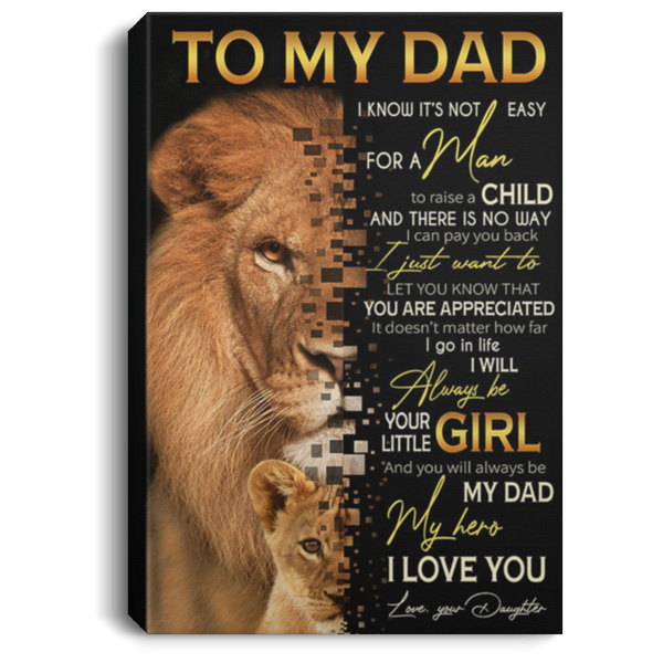 200813BB Lion Canvas Wall Art Inspirational Quotes To My Dad You Will Always Be My Hero Poster Gift From Daughter On Birthday Xmas Father's Day