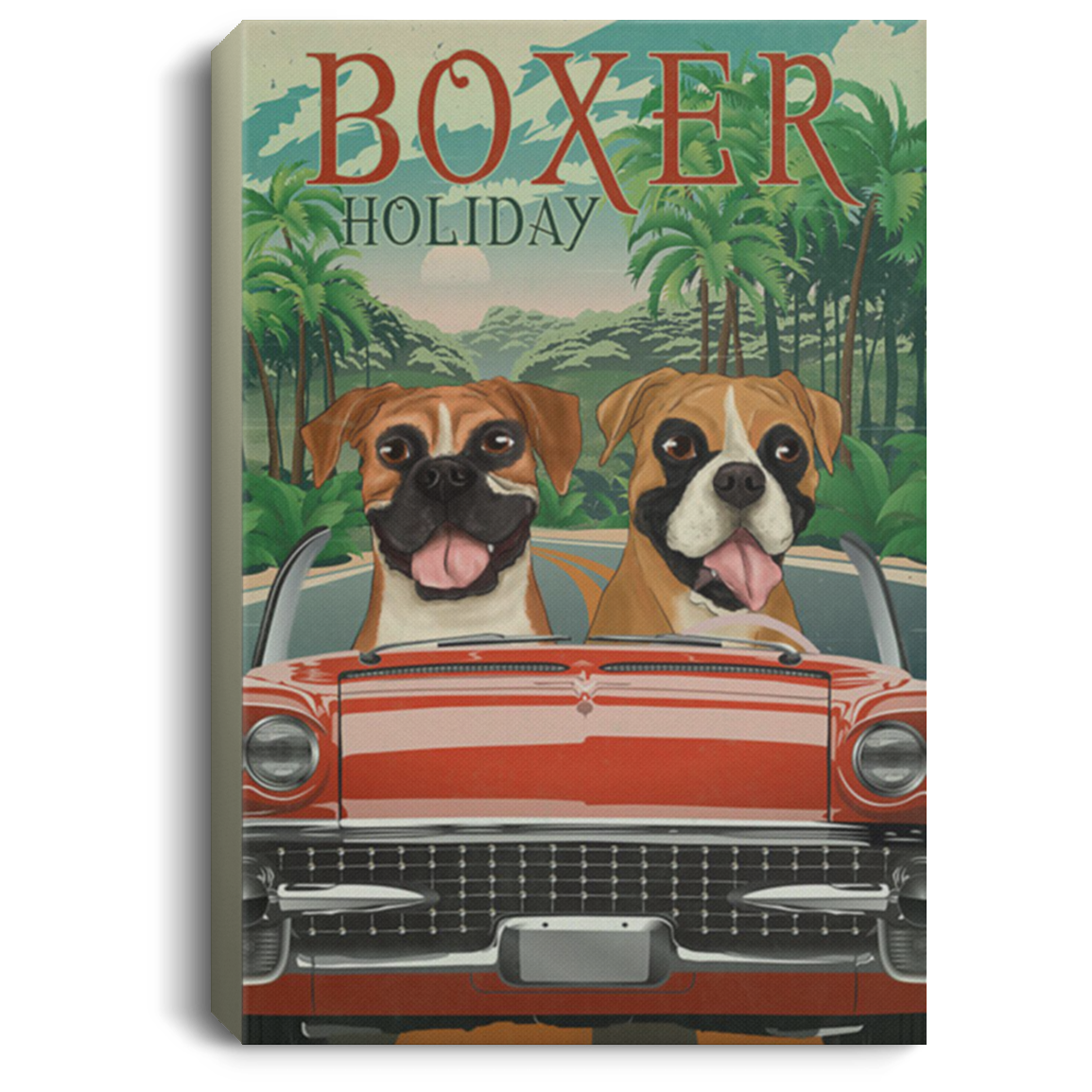 200822H Wall Art Canvas For Living Room Bedroom Office Classroom Boxer Holiday Dog Art Print Wrapped Ready To Hang 8x12 12x18 16x24