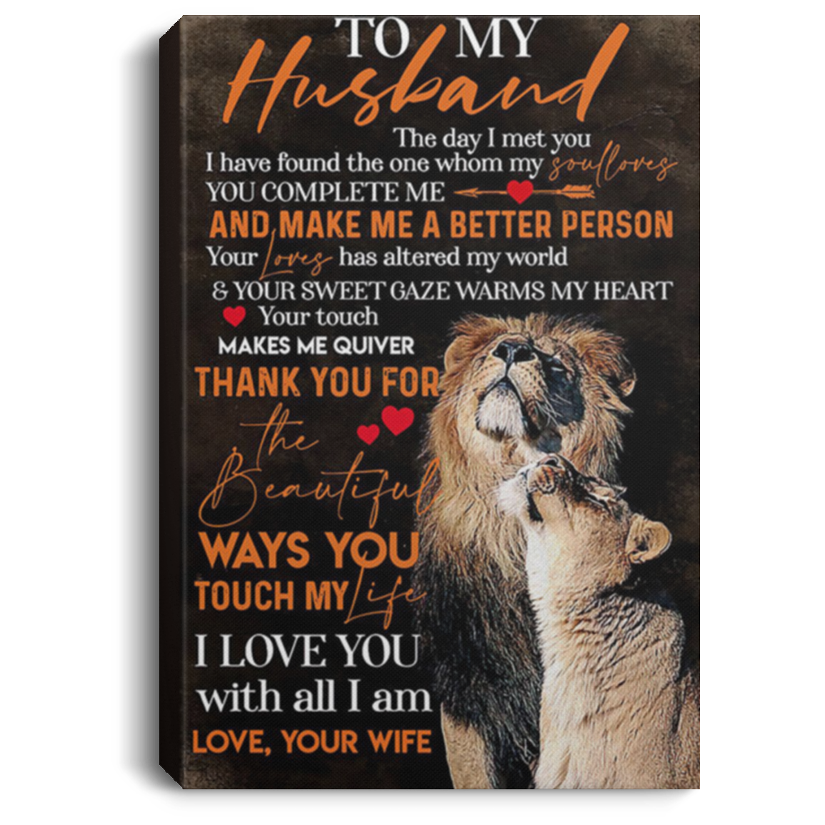 200813BB Lion Husband Family Canvas Wall Art Poster Awesome Birthday Christmas Ideas Great Gift Decoration 8x12 12x18 16x24