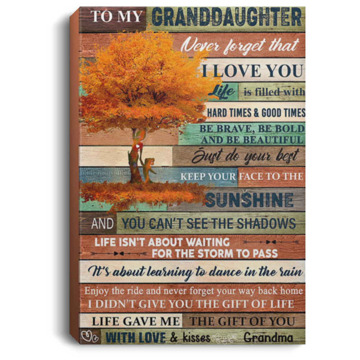200813BB Family Canvas Wall Art Tree For Living Room Bedroom To My Granddaughter From Grandma Home Wall Decor 8x12 12x18 16x24