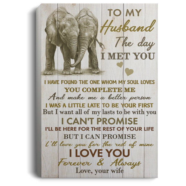 200813BB Husband Gift From Wife I Have Found The One Whom My Soul Loves Elephant Wrapped Framed Canvas Print 8x12 12x18 16x24