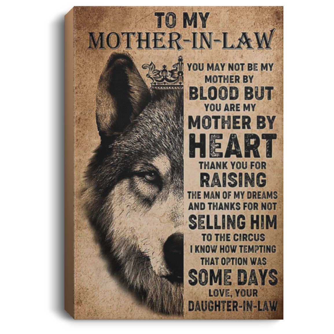 200813BB Wolf Mother In Law Family Canvas Quote Poster Print From Daughter In Law Awesome Birthday Christmas Ideas Great Gift Decoration 8x12 12x18 16x24