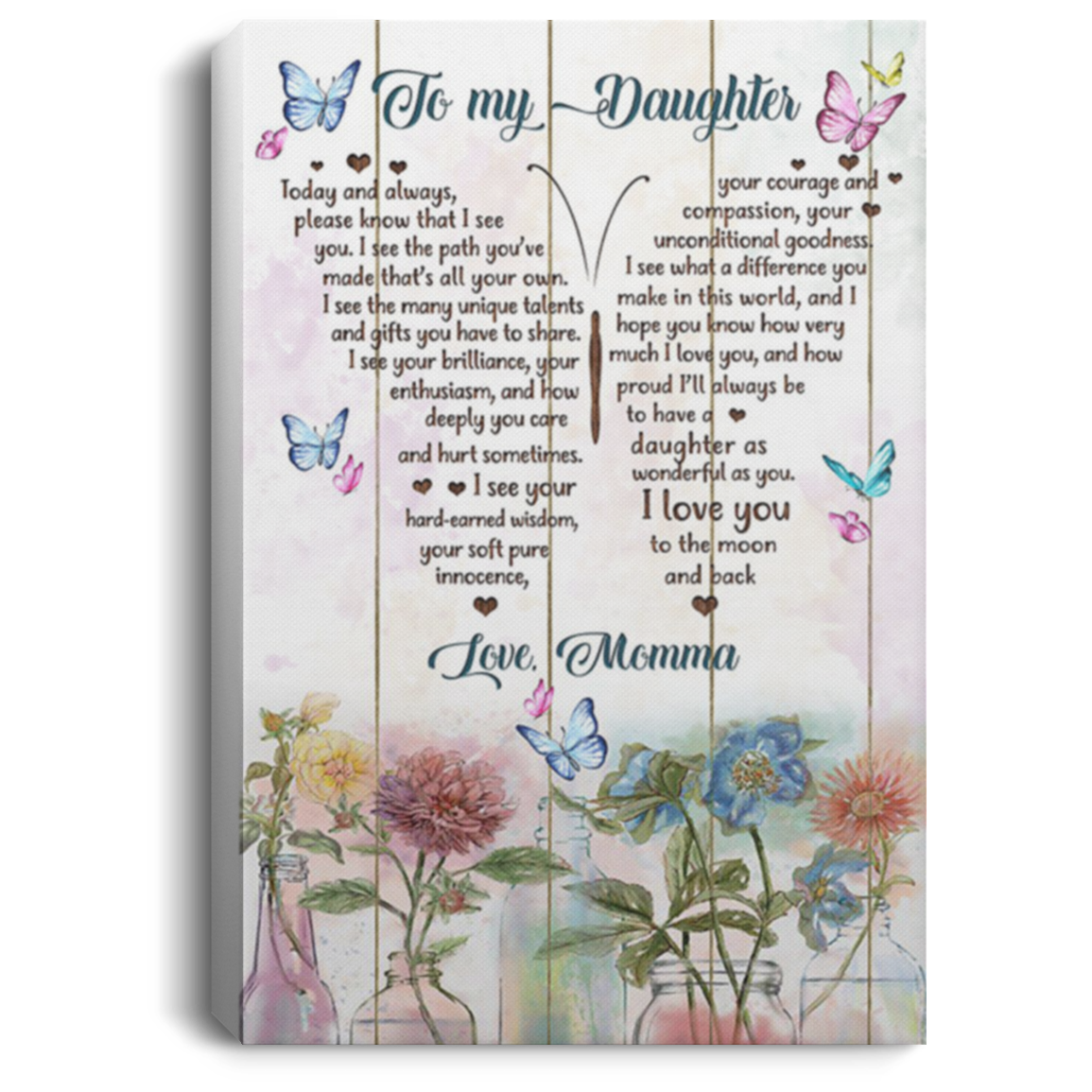 200813BB To My Daughter From Momma Family Canvas Wall Art For Living Room Bedroom Awesome Birthday Christmas Ideas Great Gift Decoration 8x12 12x18 16x24