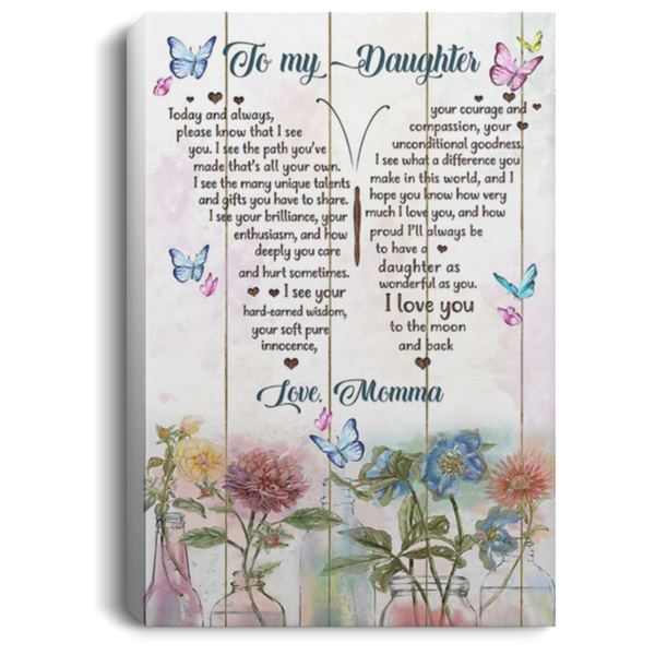 200813BB To My Daughter From Momma Family Canvas Wall Art For Living Room Bedroom Awesome Birthday Christmas Ideas Great Gift Decoration 8x12 12x18 16x24