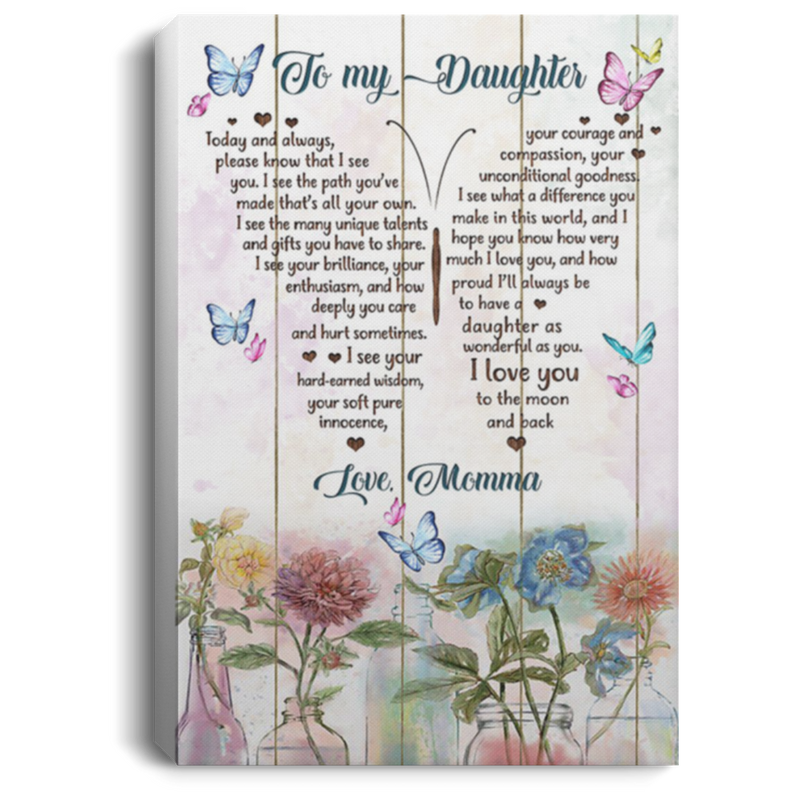 200813BB To My Daughter From Momma Family Canvas Wall Art For Living Room Bedroom Awesome Birthday Christmas Ideas Great Gift Decoration 8x12 12x18 16x24