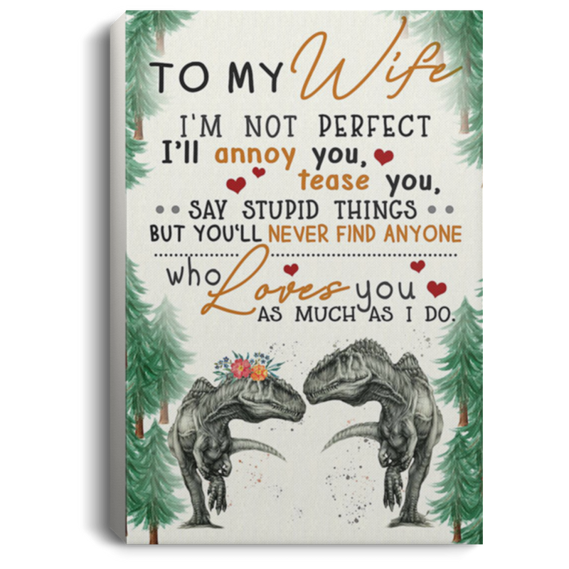 200813BB Husband To Wife Dinosaur Wrapped Framed Canvas Wall Art - I'm Not Perfect I'll Annoy You Tease You Say Stupid Things Poster 8x12 12x18 16x24