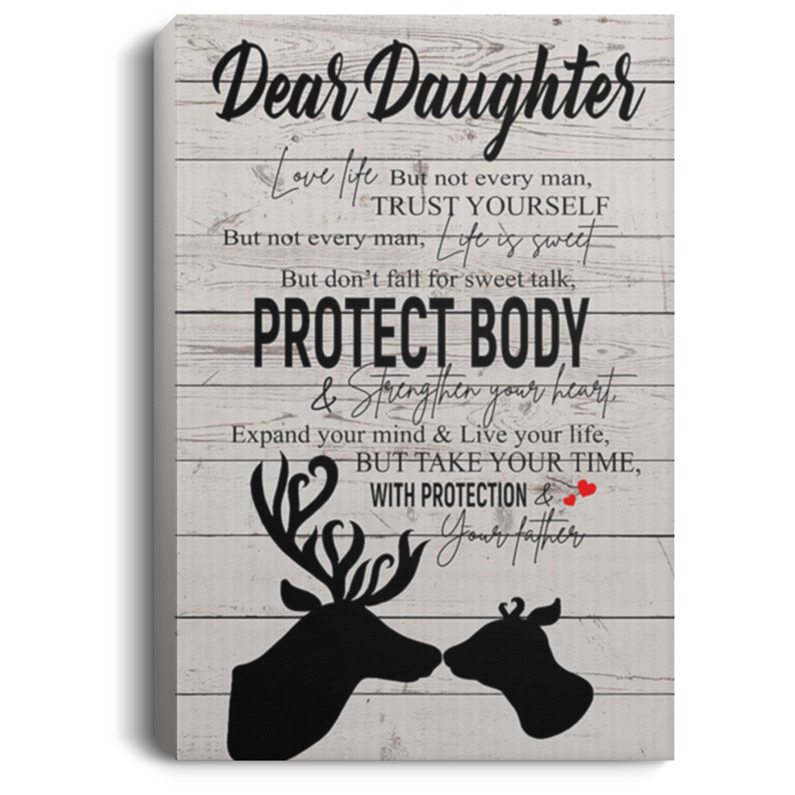 200813BB Family Canvas Art Deer Poster To My Daughter From Father Awesome Birthday Anniversary Christmas Ideas Great Gift Decoration 8x12 12x18 16x24