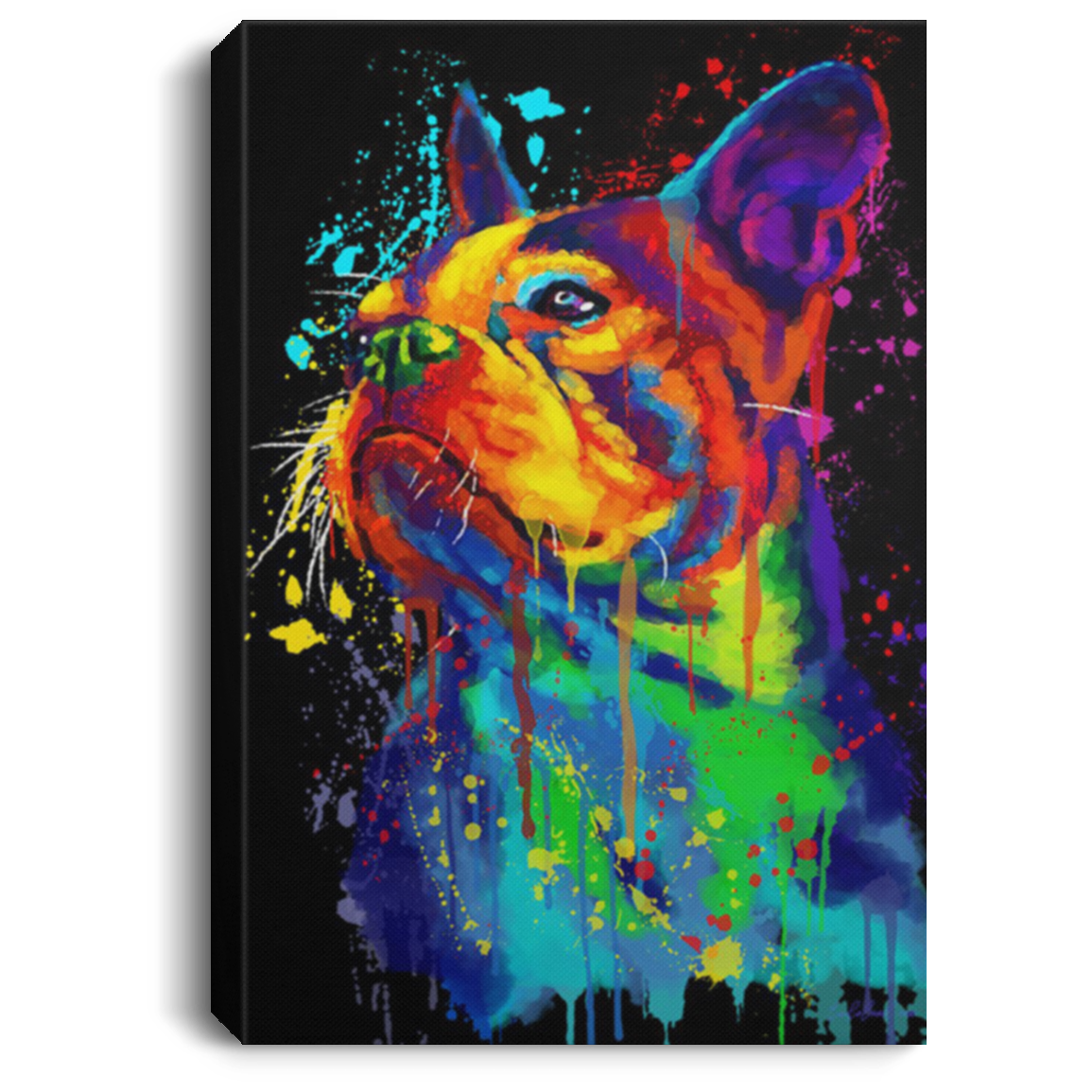 200825G Boston Terrier Water Colorful Canvas Poster Print Awesome Birthday Christmas Ideas Great Gift Decoration 8x12 12x18 16x24