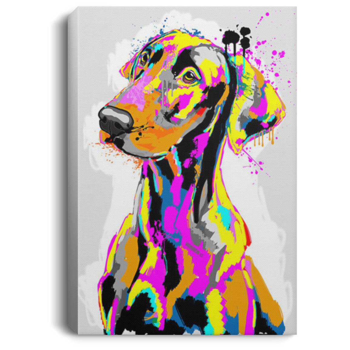 200825g Doberman Colorful Dog Canvas Pictures Wrapped Ready To Hang Awesome Birthday Anniversary Christmas Gag Gift For Men