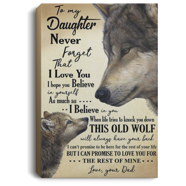 200813BB Wrapped Framed Canvas Wall Art Wolf To My Daughter From Dad Perfect Birthday Christmas Ideas Great Gift Decoration 8x12 12x18 16x24