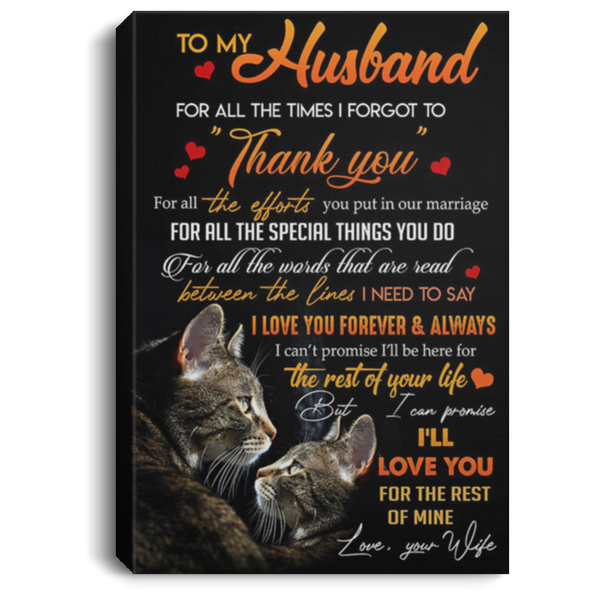 200813BB To My Husband For All The Times I Forget To Thank You Cat Art Print Gallery Wrapped Framed Canvas 8x12 12x18 16x24