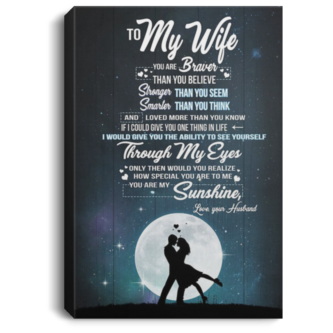 200813BB Canvas Poster Motivation To My Wife Art Print From Husband Awesome Birthday Anniversary Christmas Ideas Great Gift Decoration 8x12 12x18 16x24