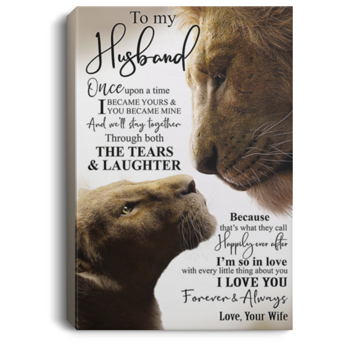 200813BB Family Canvas Quote Lion To My Husband Poster From Wife Awesome Birthday Anniversary Christmas Ideas Great Gift Decoration 8x12 12x18 16x24