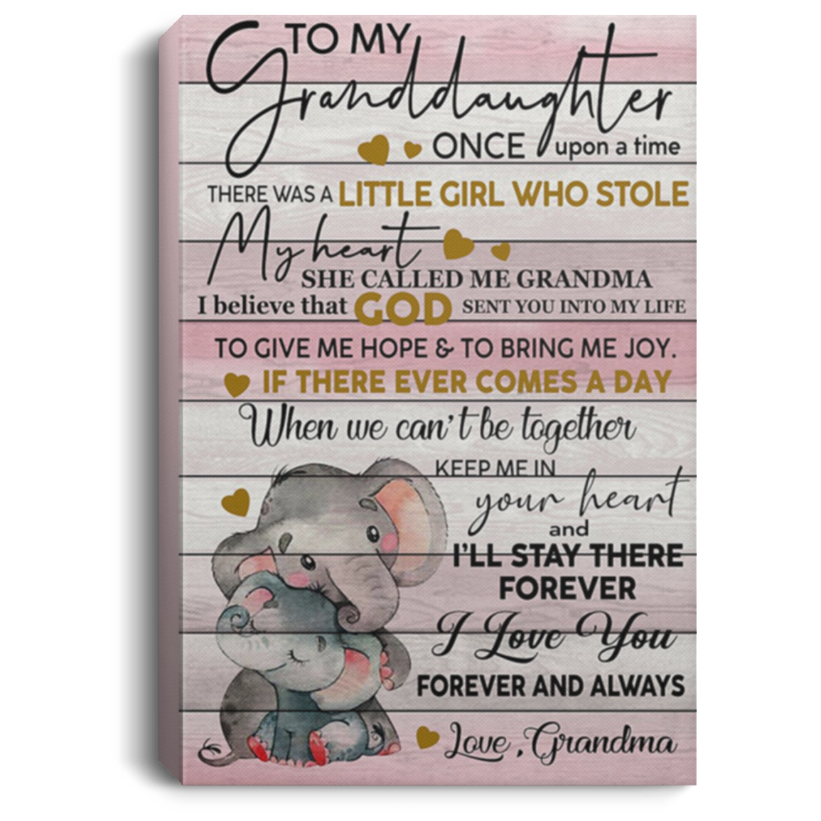 200813BB Elephant Granddaughter Inspirational Wall Art Canvas About Family Awesome Birthday Christmas Ideas Great Gift Decoration 8x12 12x18 16x24