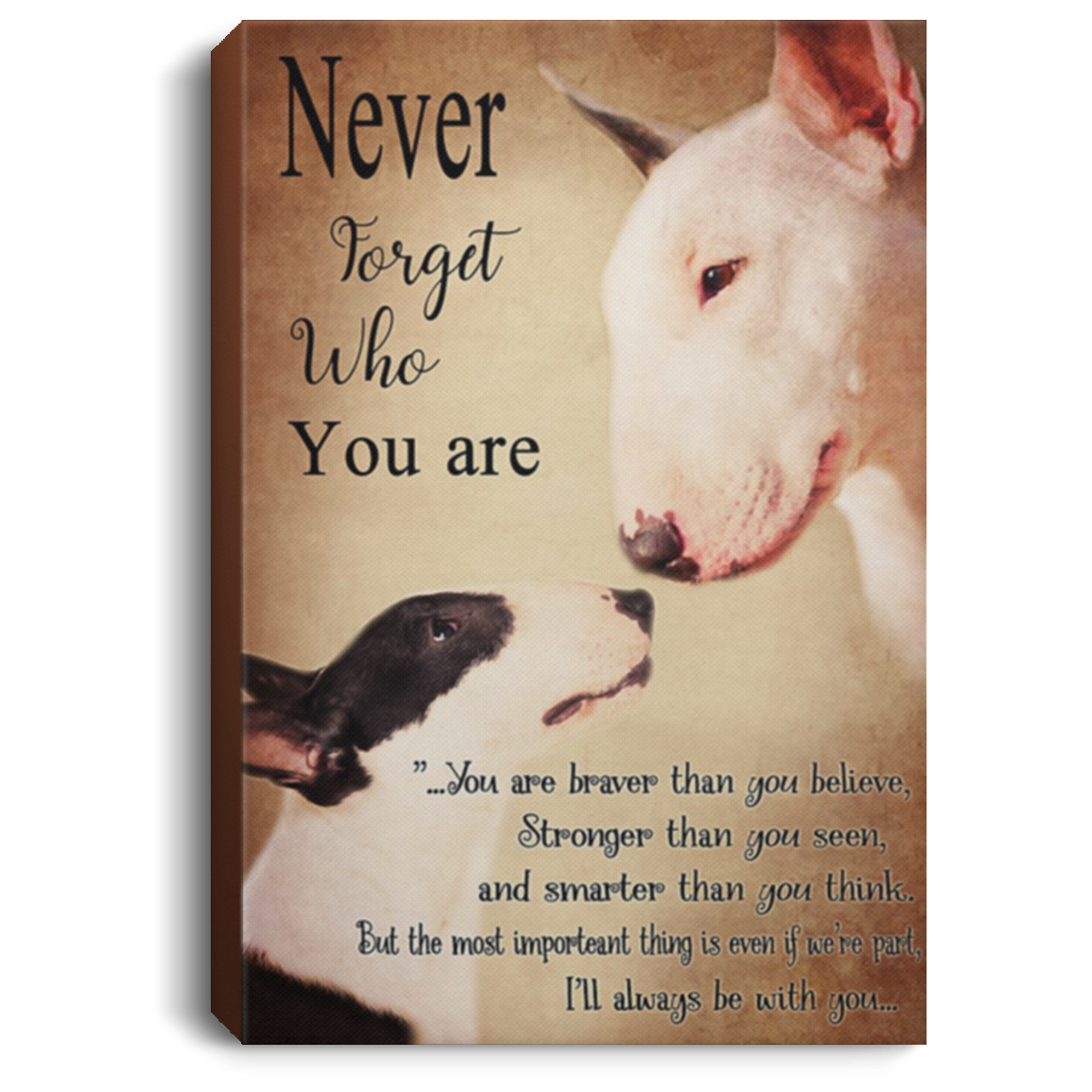 200822H Bull Terrier Never Forget Who You Are Canvas Inspirational Wall Art Funny Gift For Men Women On Birthday Christmas Wrapped Ready To Hang 8x12 12x18 16x24
