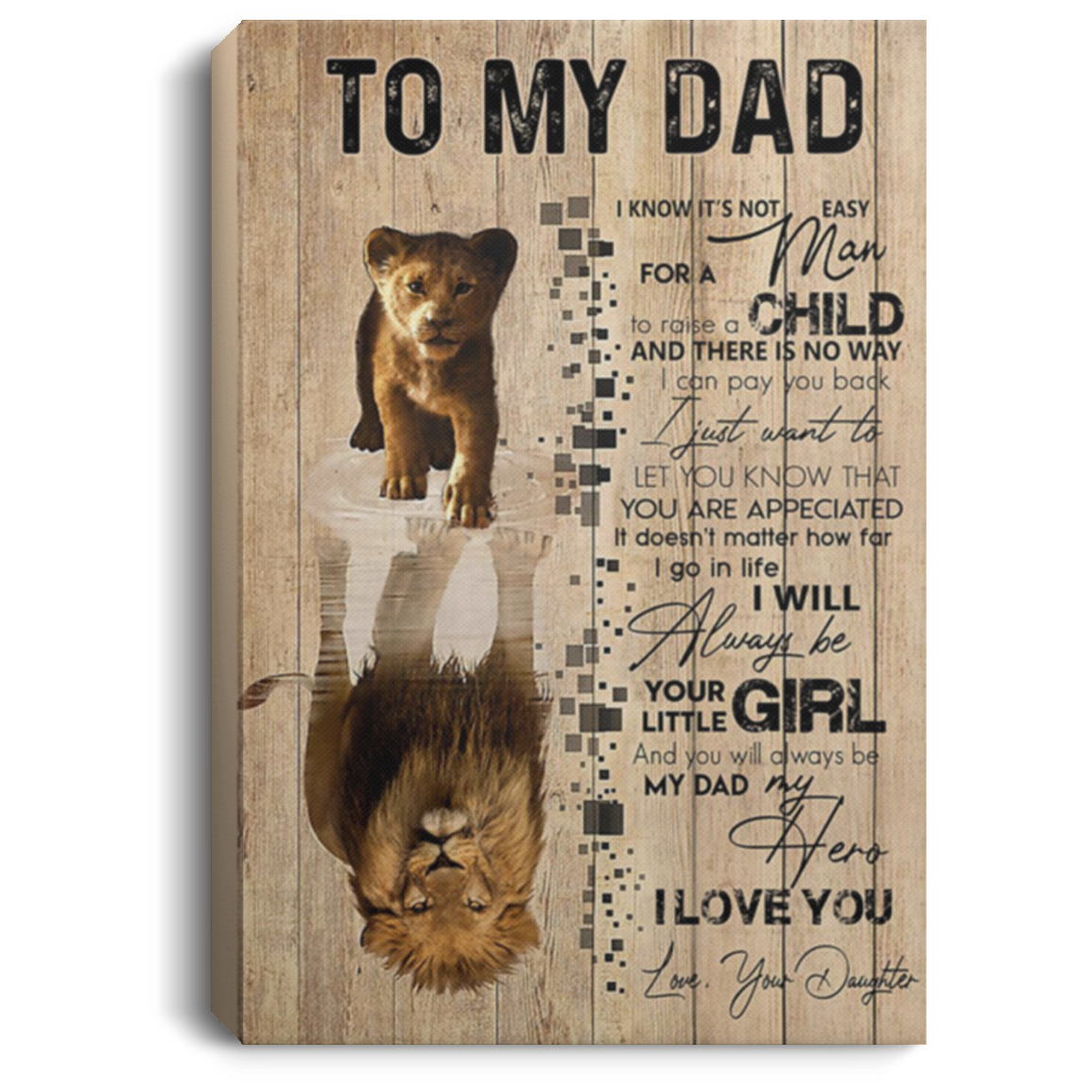 200813BB Lion Dad Gallery Wrapped Canvas Prints From Daughter Perfect Birthday Christmas Ideas Great Gift Decoration 8x12 12x18 16x24