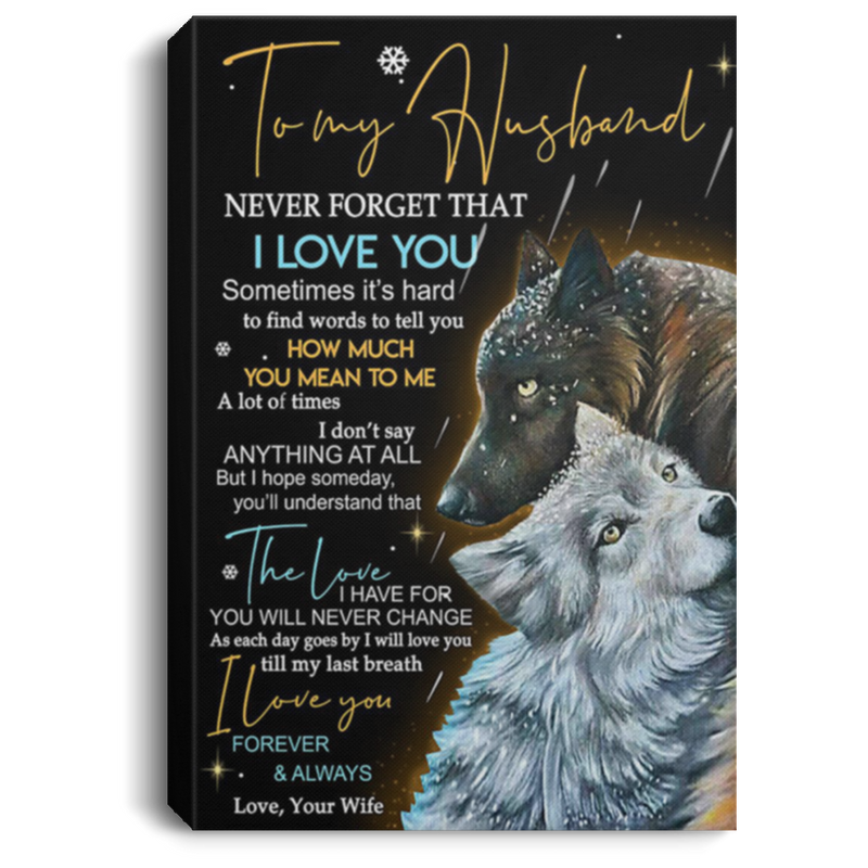 200813BB To My Husband Love Wife Wolf Canvas Wall Art For Living Room Bedroom Perfect Birthday Christmas Ideas Great Gift Decoration 8x12 12x18 16x24