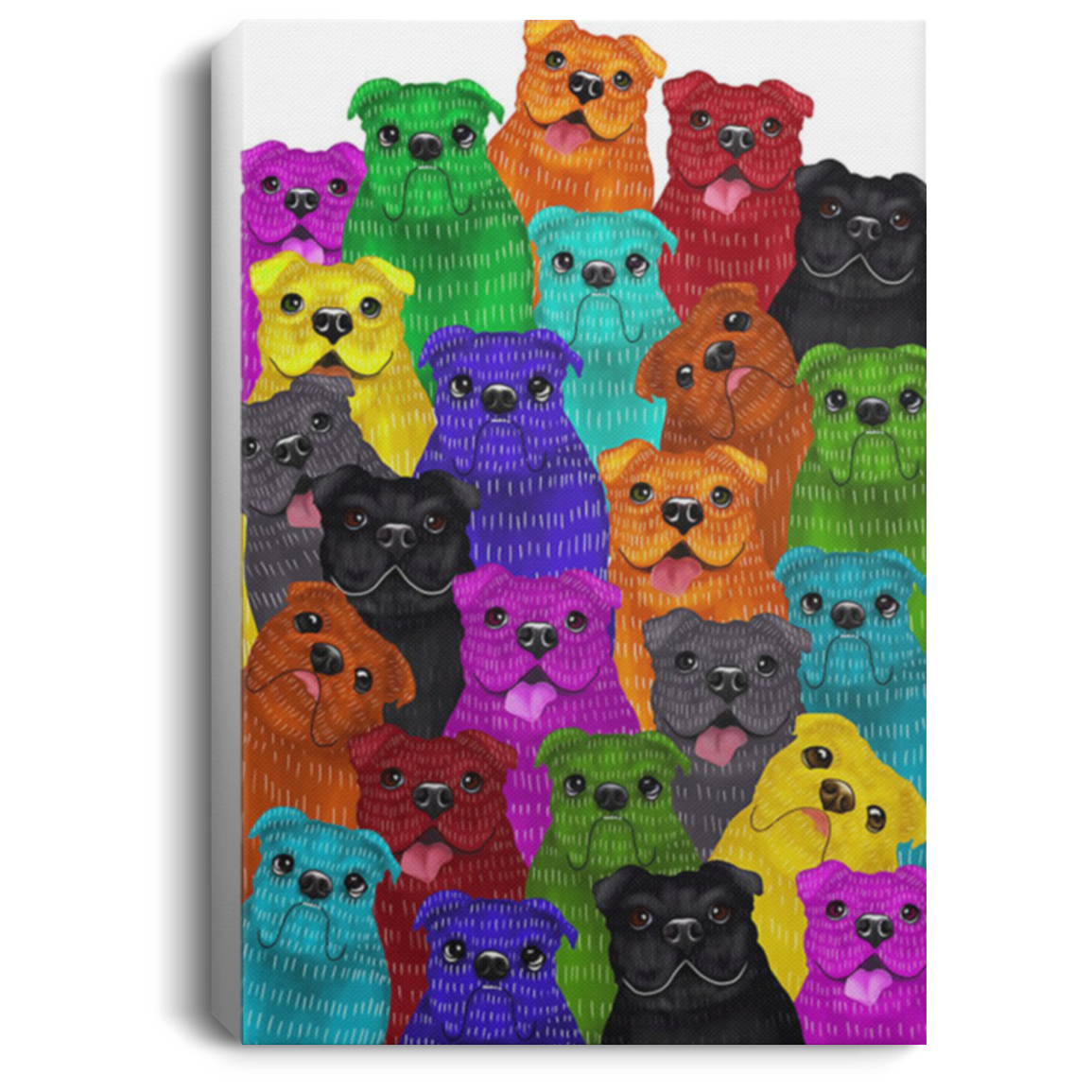 200822H Multi Bulldog Colorful Canvas Wall Art Print Picture Personalized Gift For Men Women Wrapped Ready To Hang 8x12 12x18 16x24